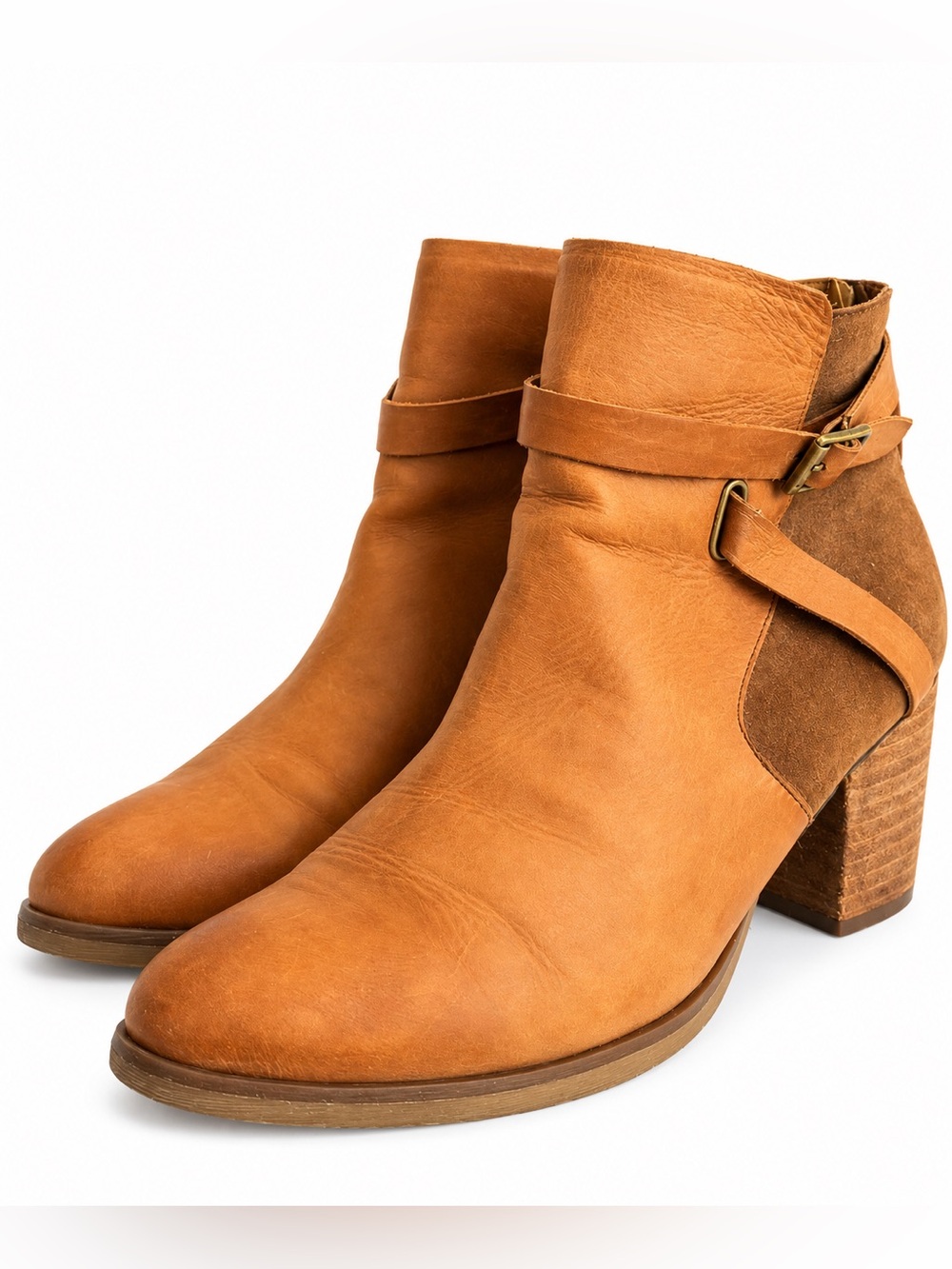 Korks Kork-Ease Tan Leather Harness Ankle Boots 11M